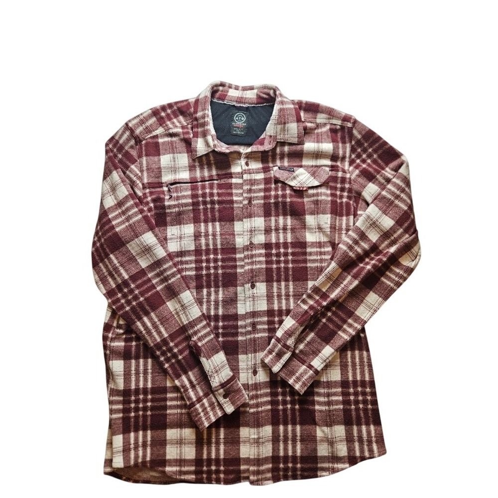 Wrangler ATG Flannel Shirt Mens XLT Tall Burgundy Plaid All Terrain Gear